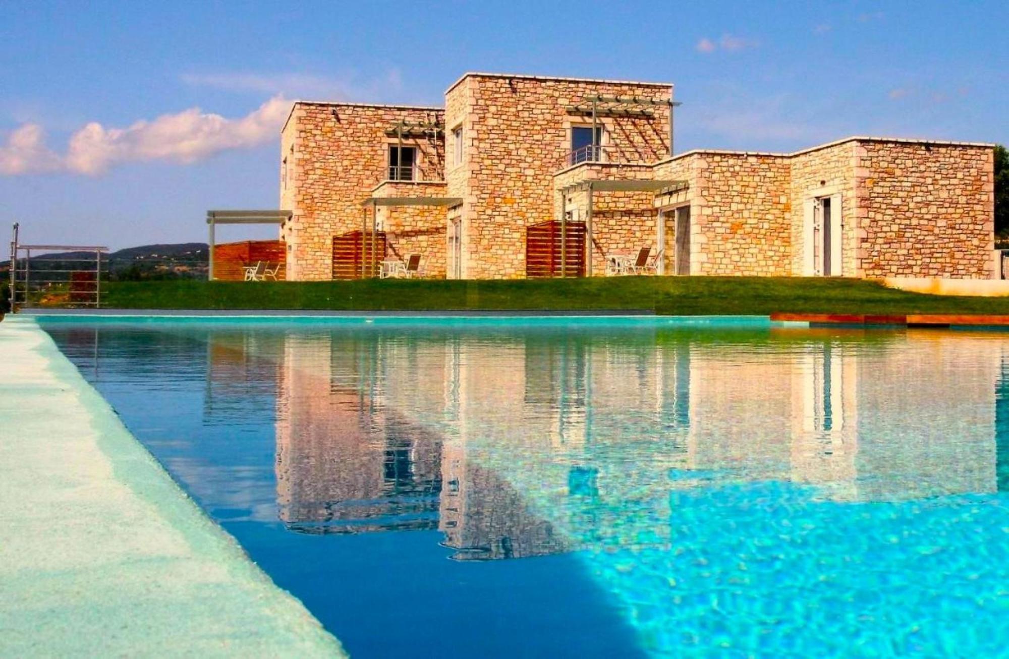 Stone Bay Houses In Messinia Kalamaki Beach Area Chrani Exteriör bild